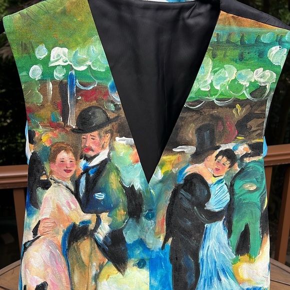 Unisex hand painted vest, adjustable. Will fit large to XL. 4 buttons in blue. - Picture 2 of 10